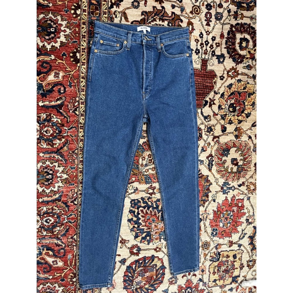 Womens Re/Done/Levis Button Fly '90s Ultra High skinny jeans in 70’s Blue 29